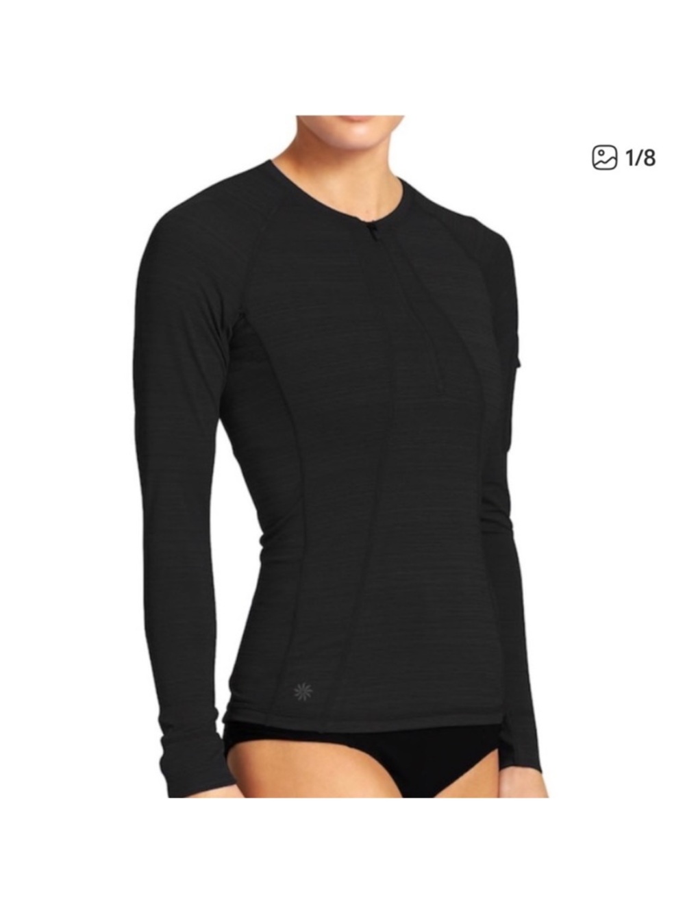 Athleta Pacifica UPF Long Sleeve Rashguard Quarter Zip Black Size M
